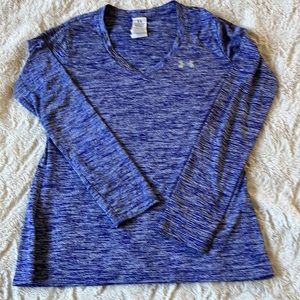 Under Armour Heat Gear Long Sleeve Purple V-Neck Top Size XS